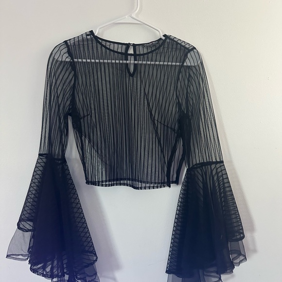 Gorgeous black see through top with long flare sleeves. - Picture 2 of 3